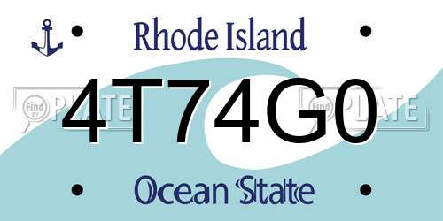 4T74G0 Rhode Island License Plate