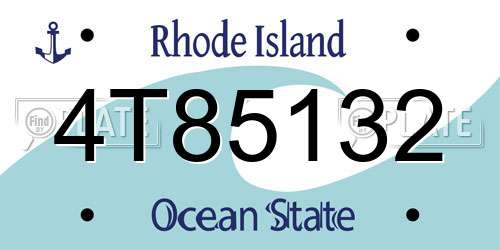 4T85132 Rhode Island License Plate