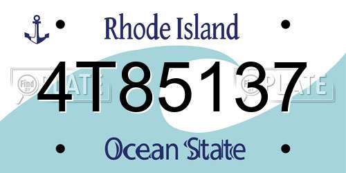 4T85137 Rhode Island License Plate
