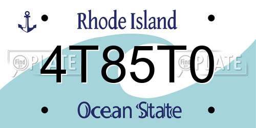 4T85T0 Rhode Island License Plate