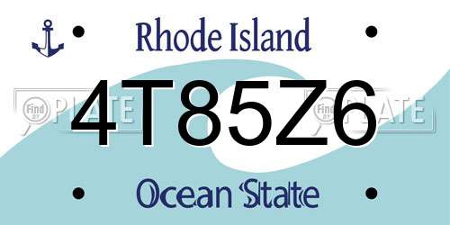 4T85Z6 Rhode Island License Plate