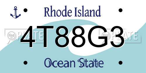 4T88G3 Rhode Island License Plate