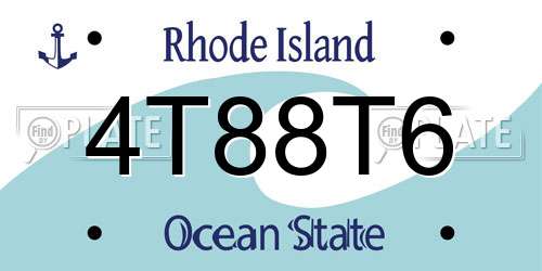 4T88T6 Rhode Island License Plate