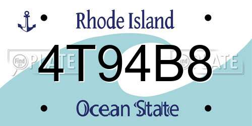 4T94B8 Rhode Island License Plate