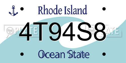 4T94S8 Rhode Island License Plate