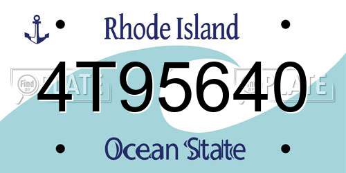 4T95640 Rhode Island License Plate