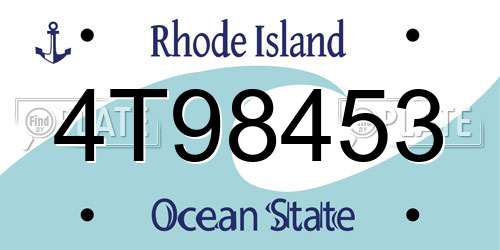 4T98453 Rhode Island License Plate