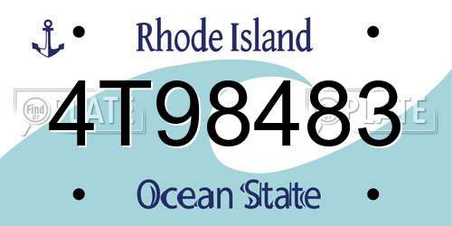4T98483 Rhode Island License Plate