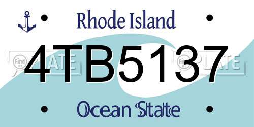 4TB5137 Rhode Island License Plate