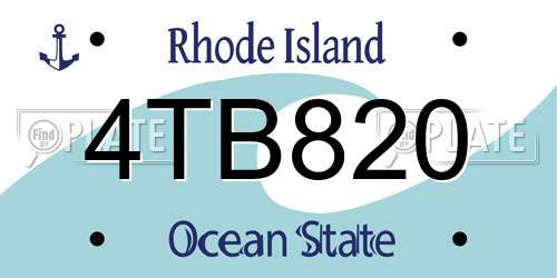 4TB820 Rhode Island License Plate
