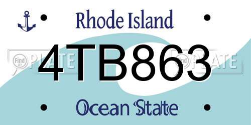 4TB863 Rhode Island License Plate