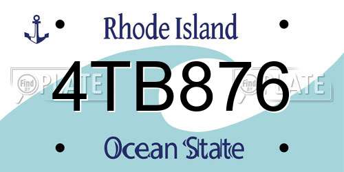 4TB876 Rhode Island License Plate