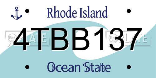 4TBB137 Rhode Island License Plate