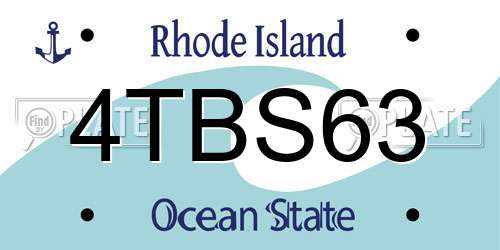 4TBS63 Rhode Island License Plate
