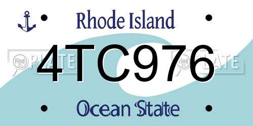 4TC976 Rhode Island License Plate