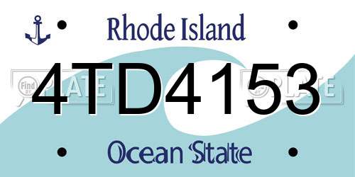 4TD4153 Rhode Island License Plate