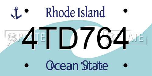 4TD764 Rhode Island License Plate