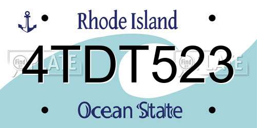 4TDT523 Rhode Island License Plate