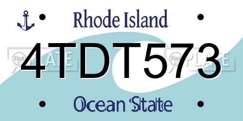 4TDT573 Rhode Island License Plate