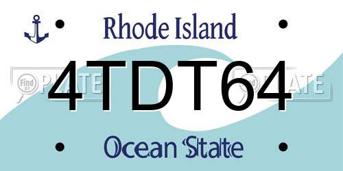 4TDT64 Rhode Island License Plate