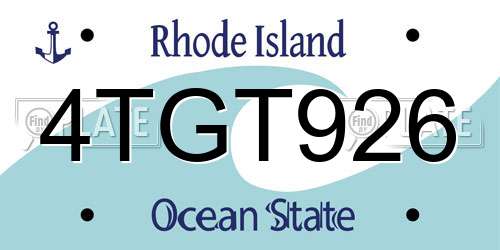 4TGT926 Rhode Island License Plate