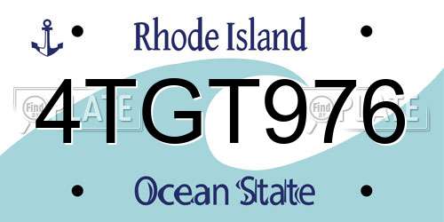 4TGT976 Rhode Island License Plate