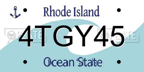 4TGY45 Rhode Island License Plate