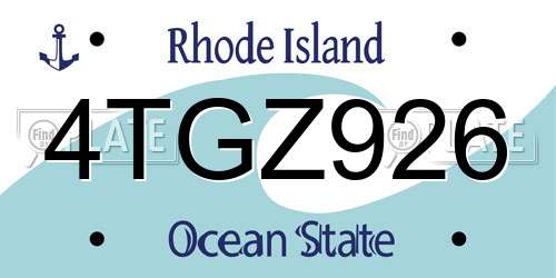 4TGZ926 Rhode Island License Plate