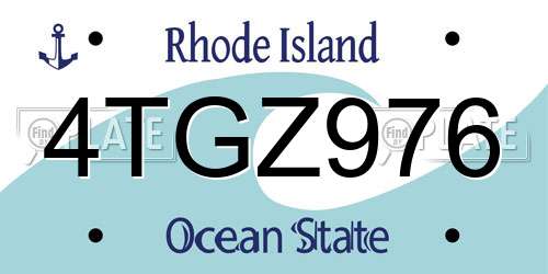 4TGZ976 Rhode Island License Plate