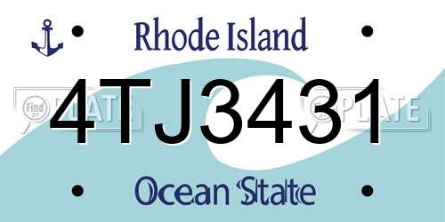 4TJ3431 Rhode Island License Plate