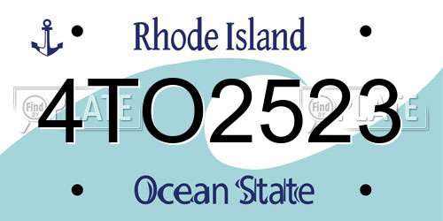 4TO2523 Rhode Island License Plate