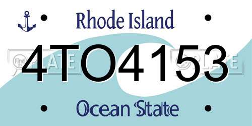 4TO4153 Rhode Island License Plate