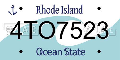 4TO7523 Rhode Island License Plate