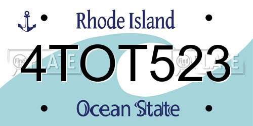 4TOT523 Rhode Island License Plate