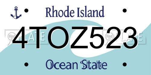 4TOZ523 Rhode Island License Plate