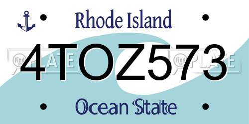 4TOZ573 Rhode Island License Plate