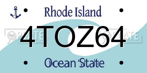 4TOZ64 Rhode Island License Plate