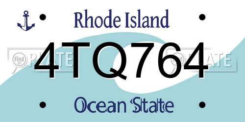 4TQ764 Rhode Island License Plate