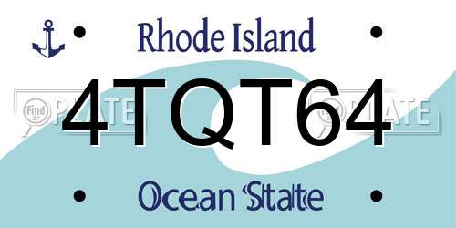 4TQT64 Rhode Island License Plate