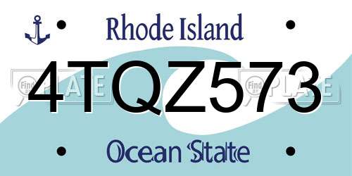 4TQZ573 Rhode Island License Plate