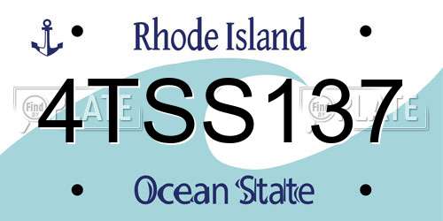 4TSS137 Rhode Island License Plate
