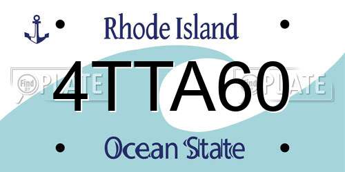 4TTA60 Rhode Island License Plate