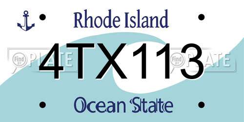 4TX113 Rhode Island License Plate