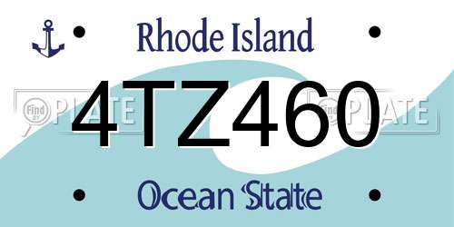 4TZ460 Rhode Island License Plate