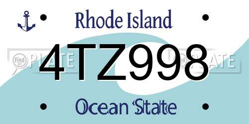 4TZ998 Rhode Island License Plate