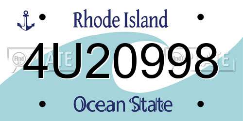 4U20998 Rhode Island License Plate