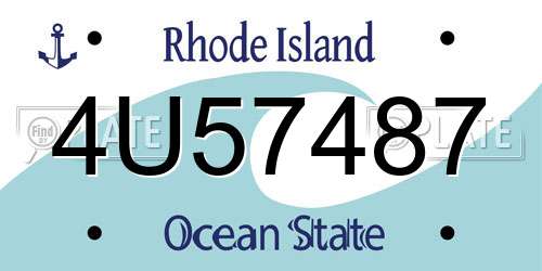 4U57487 Rhode Island License Plate