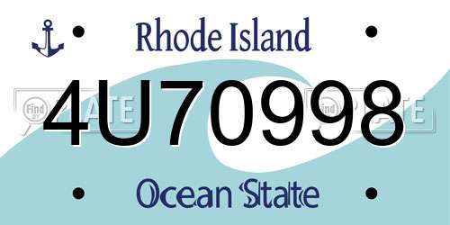 4U70998 Rhode Island License Plate