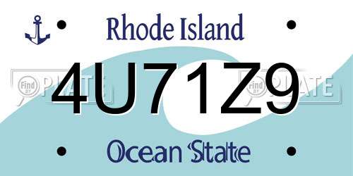 4U71Z9 Rhode Island License Plate