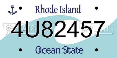 4U82457 Rhode Island License Plate